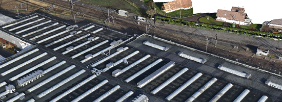 3D puntenwolk van een dak op basis van dronefoto's