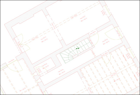 detail van het grondplan van een woning
